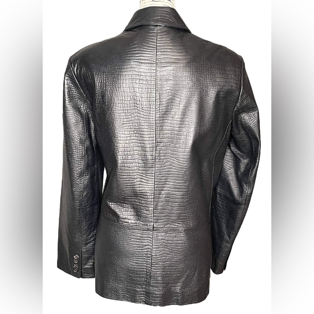 Ralph Lauren Crocodile Embossed Black Leather Jacket Blazer.Sz L. Mint - Picture 4 of 9